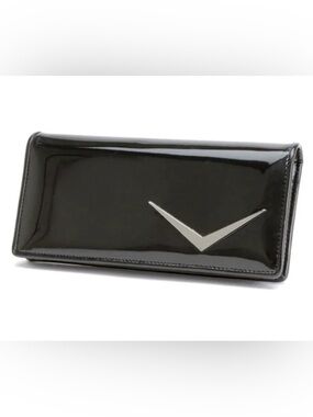 Lux de Ville Black Patent Getaway Wallet with Silver V